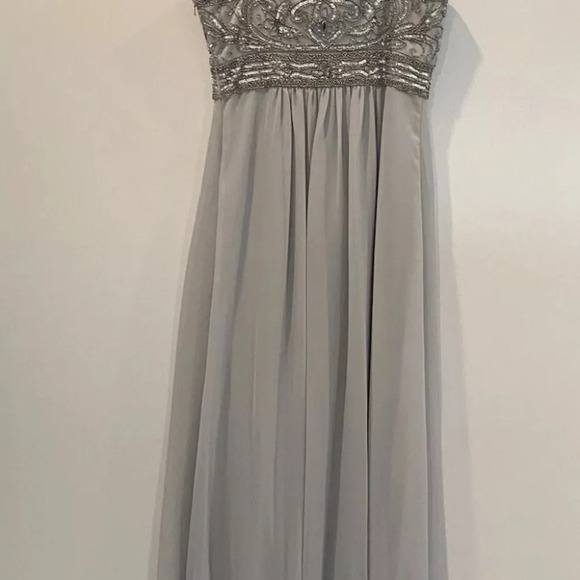 Sue Wong Platinum Beaded Long Formal Dress Gown Womens Size 4 - Picture 3 of 10